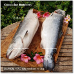 Salmon BONE-IN Atlantic Chile frozen MEDIUM SIZE portioned 1/3 CUTS for small roast +/- 1 kg/pc (price/kg)